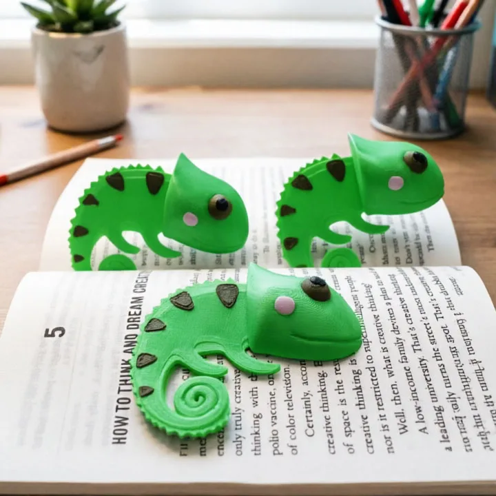 3D Printed Three-Dimensional Chameleon Bookmark, Creative Cute Animal-Shaped Book Clip, Creative Stationery Reading Marker Clip, One Piece