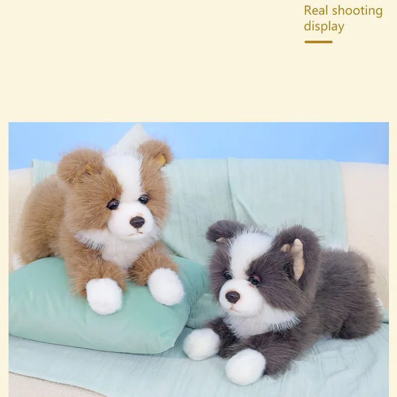

Realistic Border Collie Plush Toy Soft Fluffy Dog Stuffed Animal With Sound Function For Kids Companion Decoration Birthday Gift