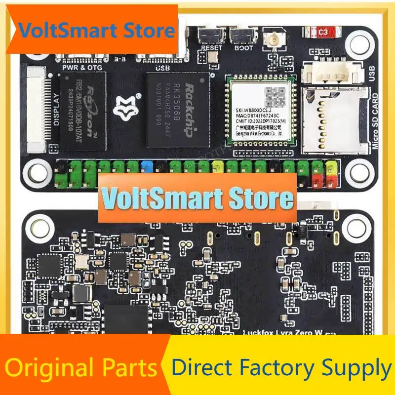 VoltSLuckfox Lyra Zero W Linux Development Board RK3506B Rockchip 512MB For MIPI/DSI Display Size Compatible With Raspberry Pi Z