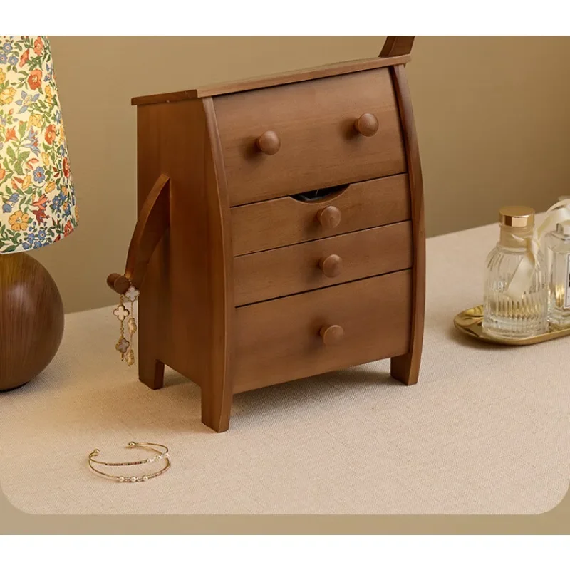 Solid wood jewelry box, multi-layer jewelry cabinet, jewelry gold storage box