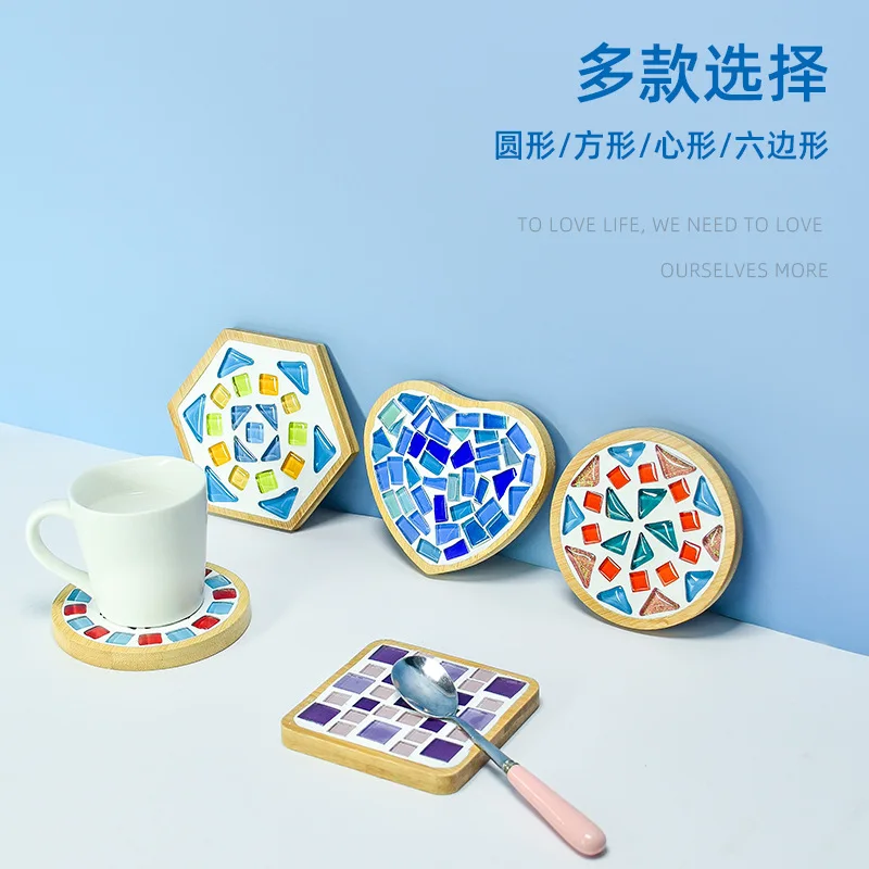 Picture 5: Mosaic Coaster DIY Creative Children's Handmade Material Package Activity New Year's Handmade Mosaic Making Kit