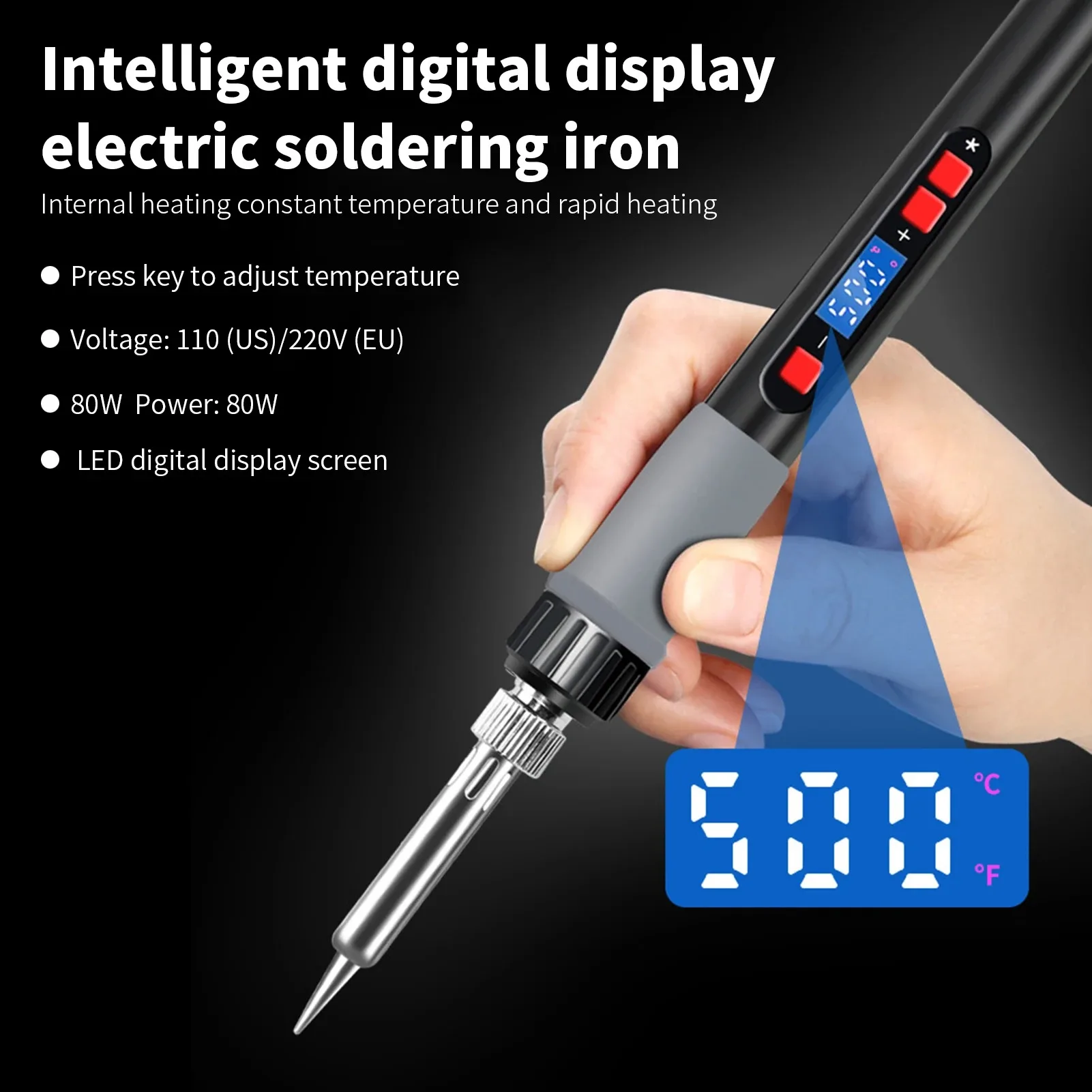 

Digital display electric soldering iron, American specification, thermoelectric welding pen, solder gun, 80W high-power welding,