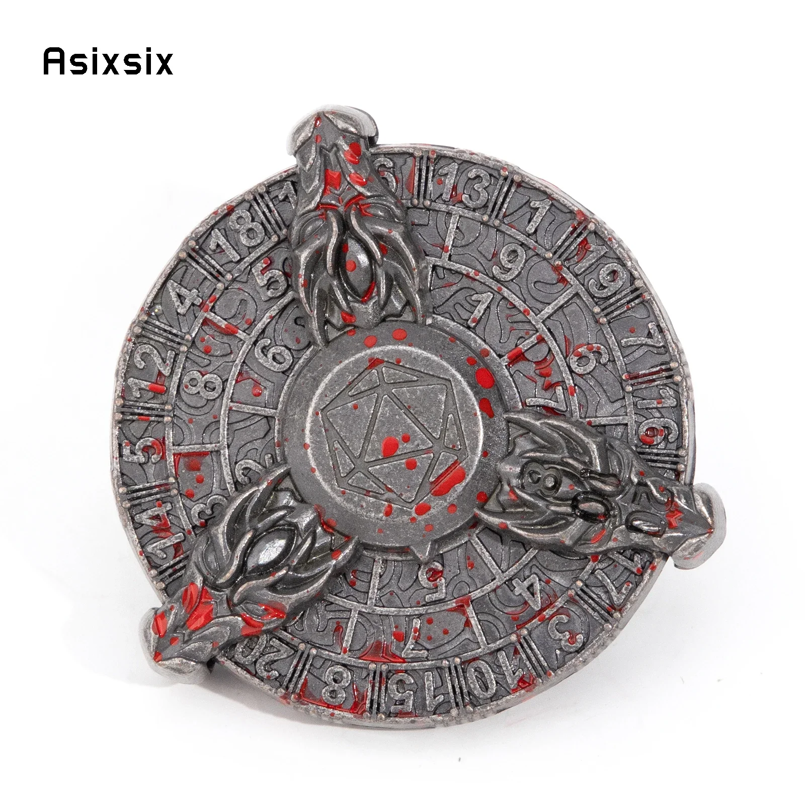 

Серебристо-красная игрушка-колесо удачи с кубиками для многопользовательской игры, с системой подсчета очков по кубикам