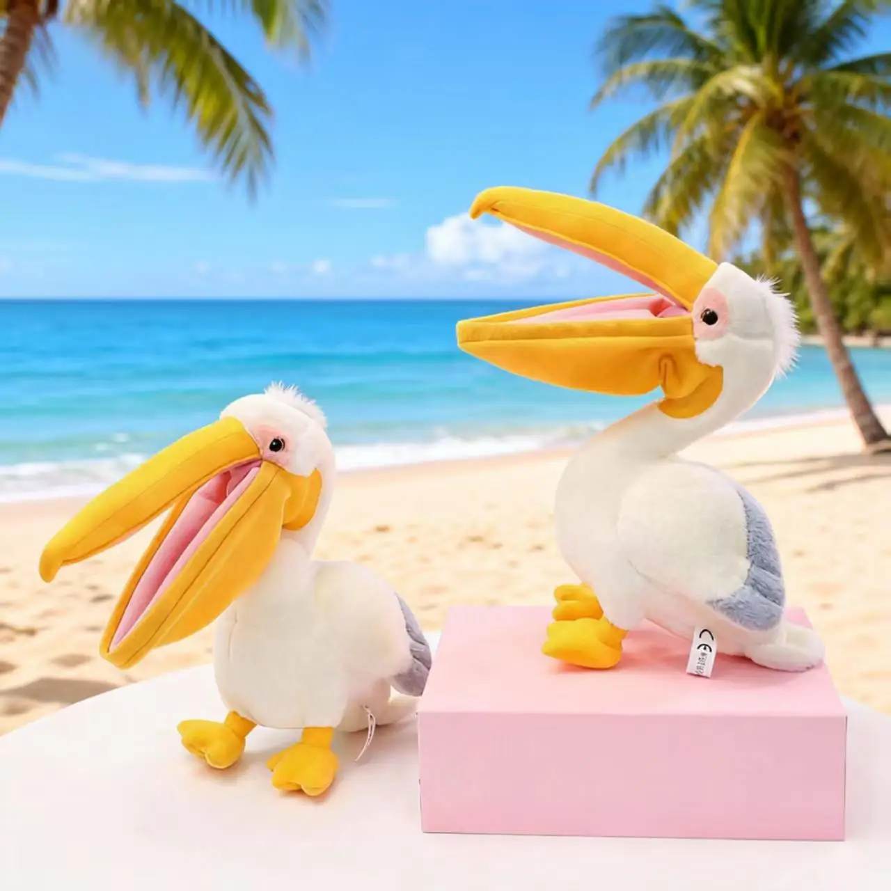 30cm Simulated pelican gray and white feather pink gular pouch plush toy animal scenic spot souvenir gift