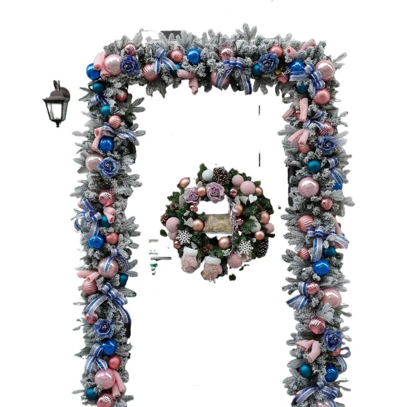 

Christmas decoration, encrypted pine needles and rattan, Christmas door decoration at the front desk of shopping mall hotel