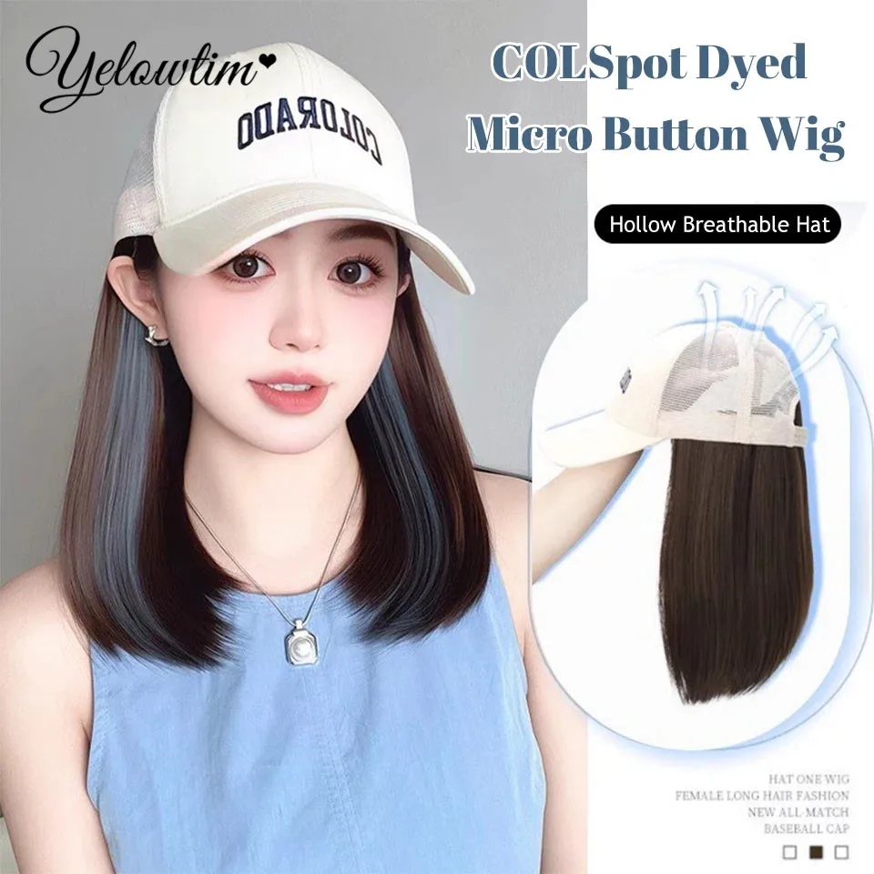 Synthetic 12inch Baseball Wig White Hat Wigs Cap With Hair Naturally Connect Short Hair Baseball Cap Adjustable Breathable