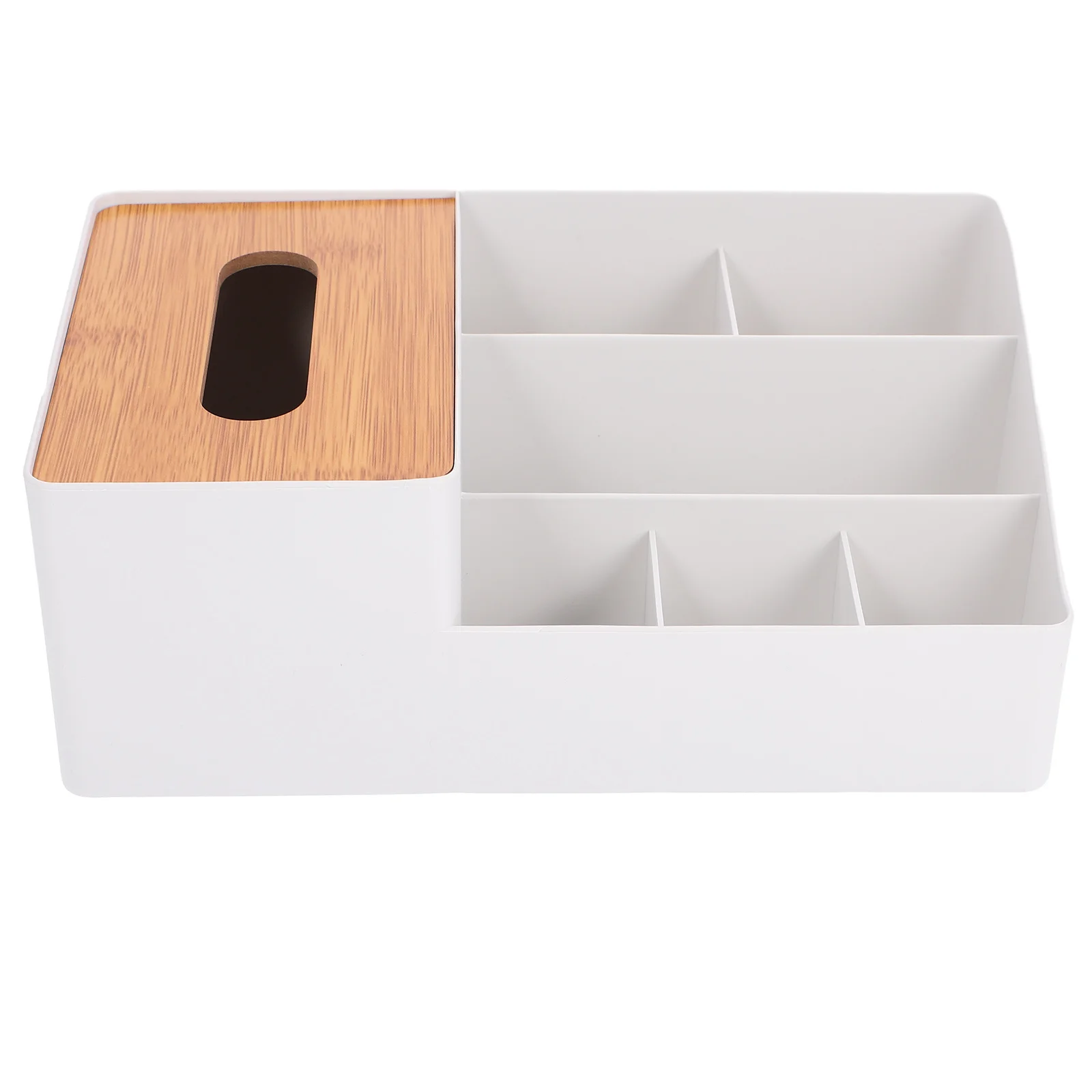 

Bamboo Desktop Organizer Box With Compartments Large Capacity For Tissue Remote Glasses Pens Kitchen Bathroom Bedroom