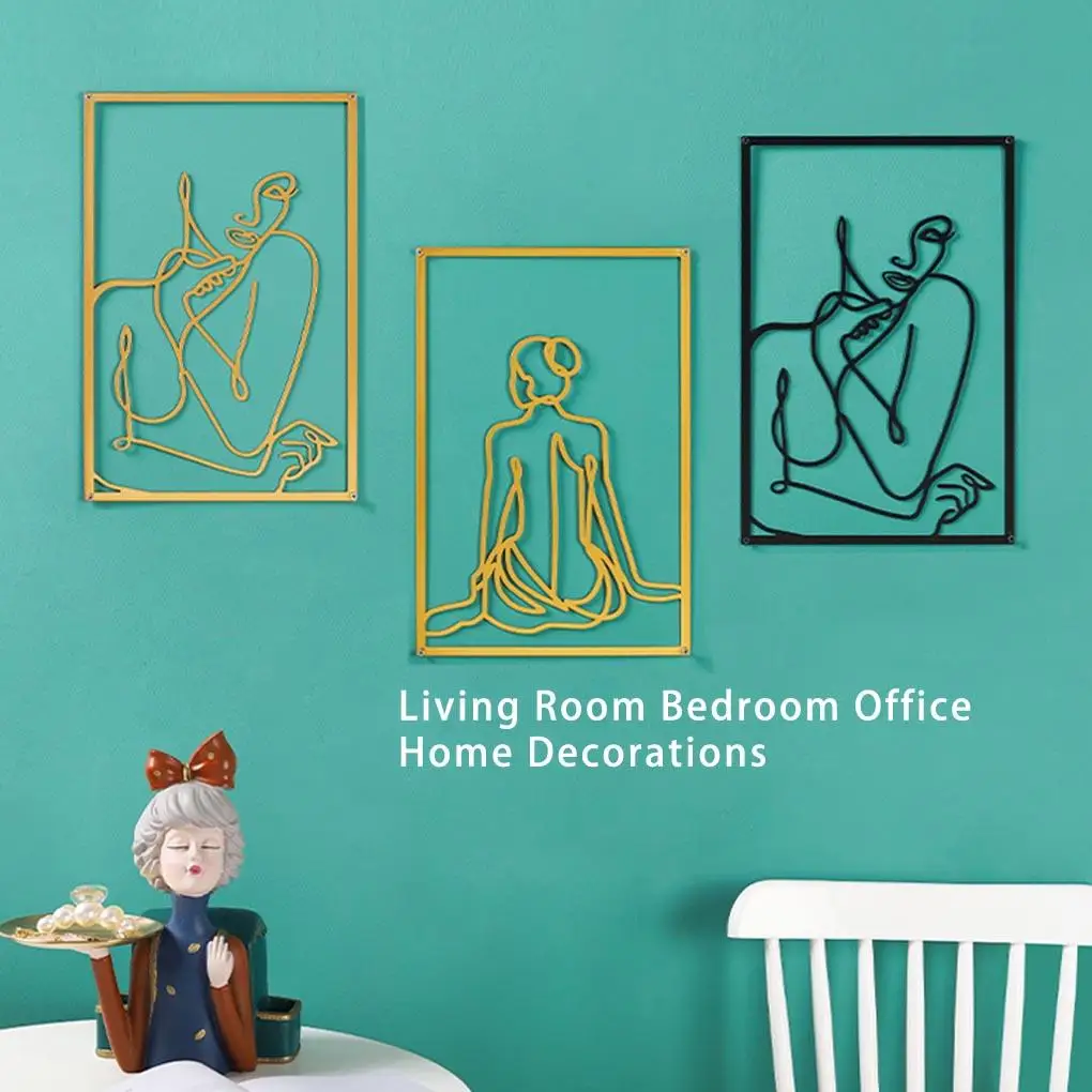 Nordic Abstract Decoration Painting Line Ornament Drawing Silhouette Household Adornment Bedroom Home Decor Gold