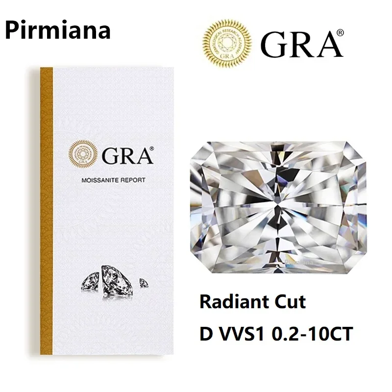 Pirmiana 3x5-10x14mm  Synthetic Moissanite Diamond DEF Color Radiant Cut Loose Stone  For Jewelry Making