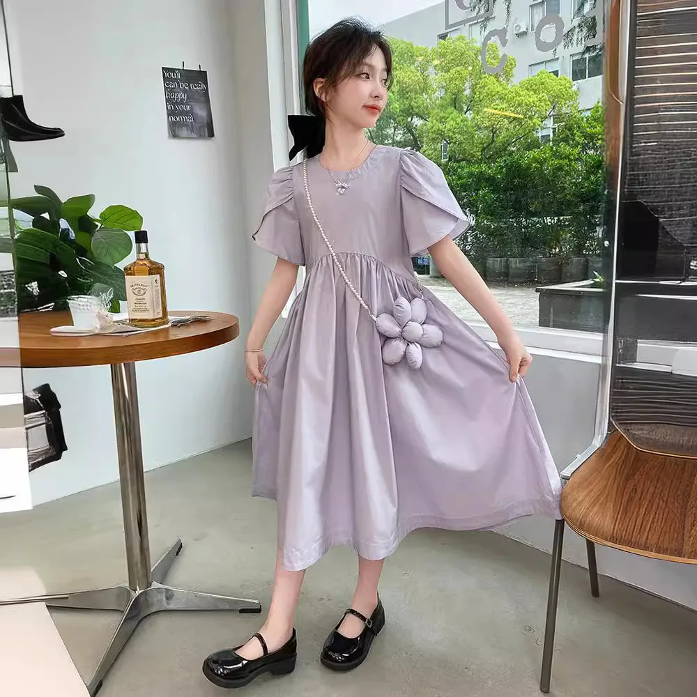

Girls Dress Summer 2024 New Style Summer Dress Academy Style Skirt Big Child Princess Simple Casual Skirt Korean Simple Style