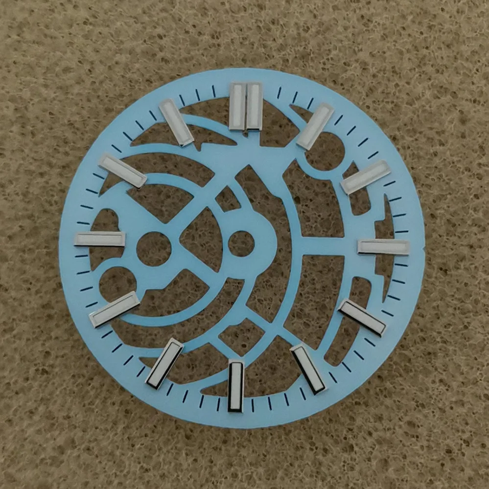 قرص ساعة مجوف 28.5 ملم أسود أزرق أخضر قرص أبيض أخضر مضيء مناسب لساعة حركة NH70 أجزاء إكسسوارات الرجال