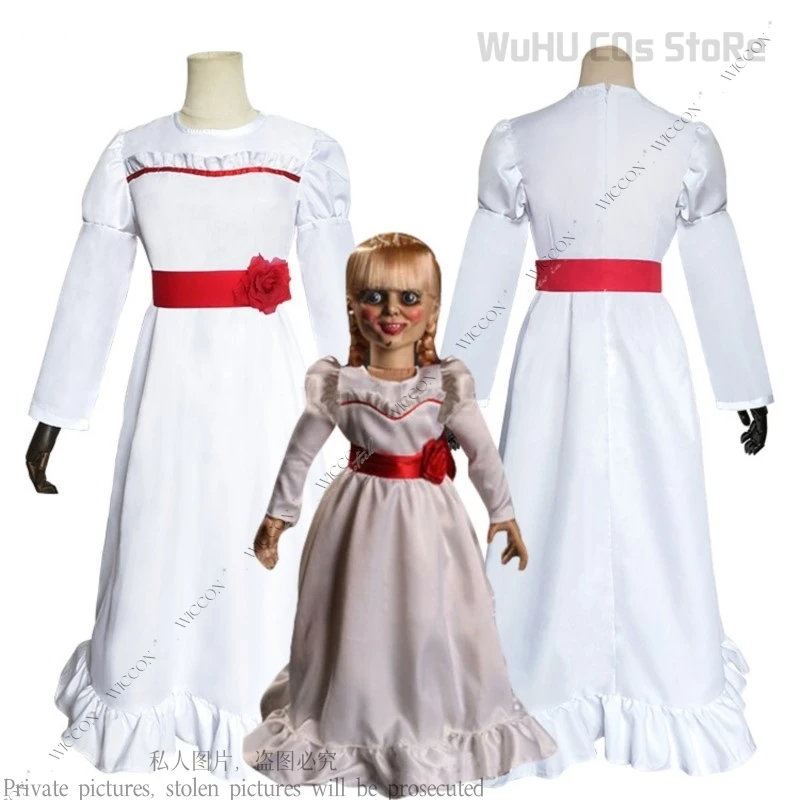 

Костюм для косплея Annabelle Horror Bride of Chucky, платье Cos Conjuring для женщин и девочек, злой Хэллоуин, страшные наряды, ролевые игры для взрослых