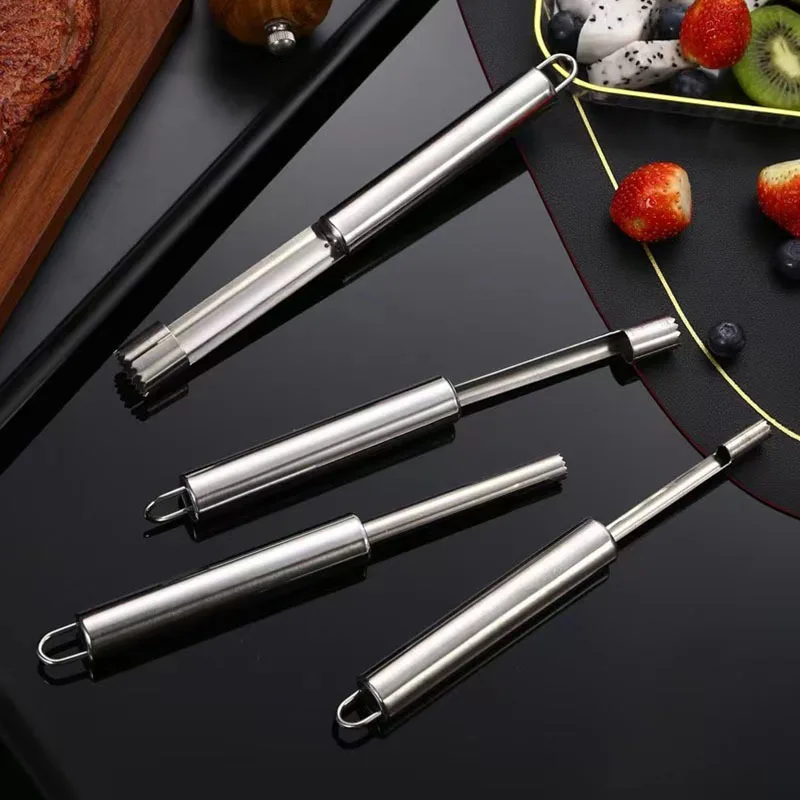 Corer de manzana de acero inoxidable, removedor de núcleo de semillas de frutas, perrera de manzana y pera, cuchillo rebanador, utensilio de cocina, herramienta para frutas y verduras