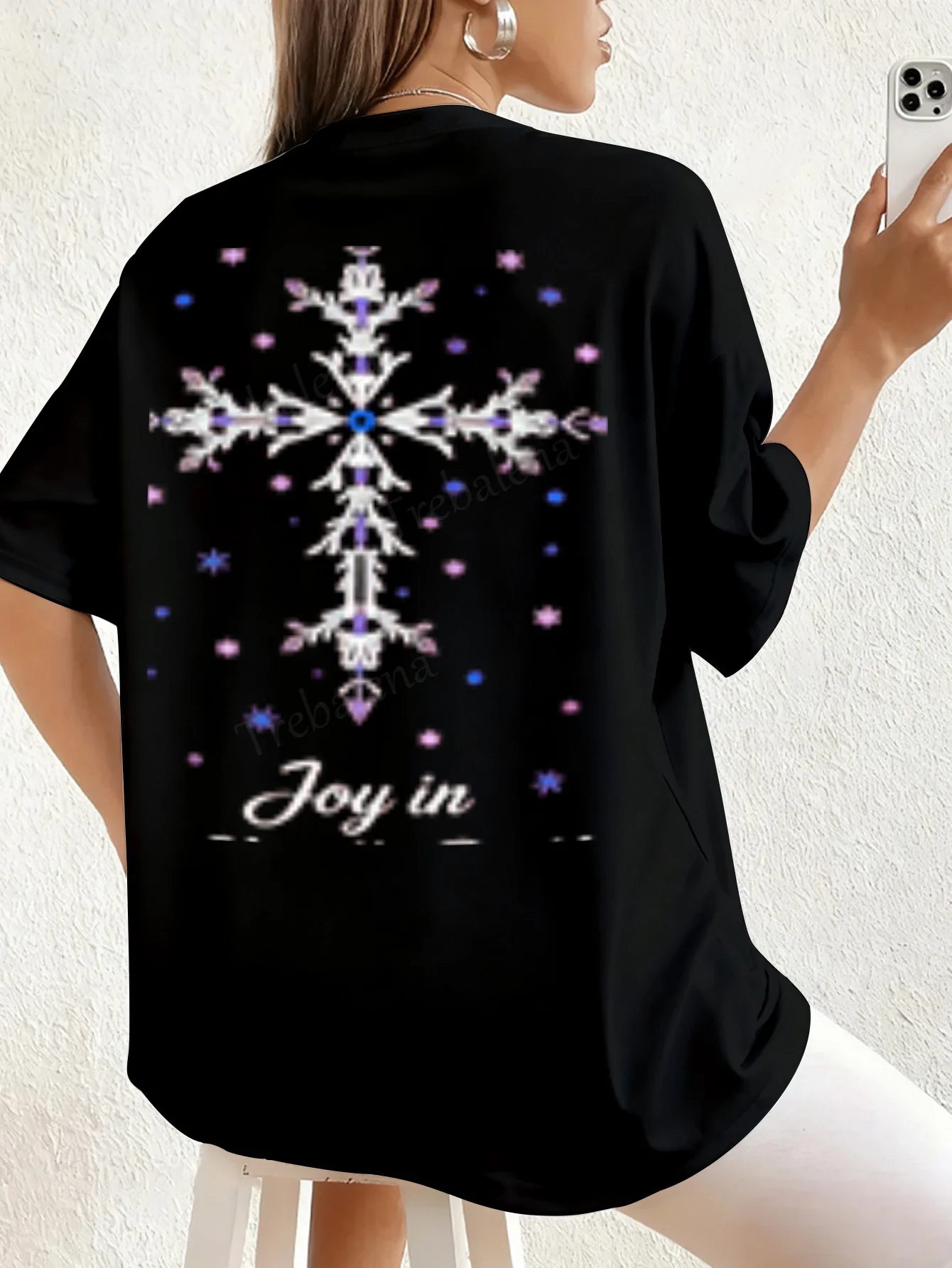 Dames T-shirt Sexy T-shirt met sneeuwvlokprint voor dames, vreugde in winterstijl