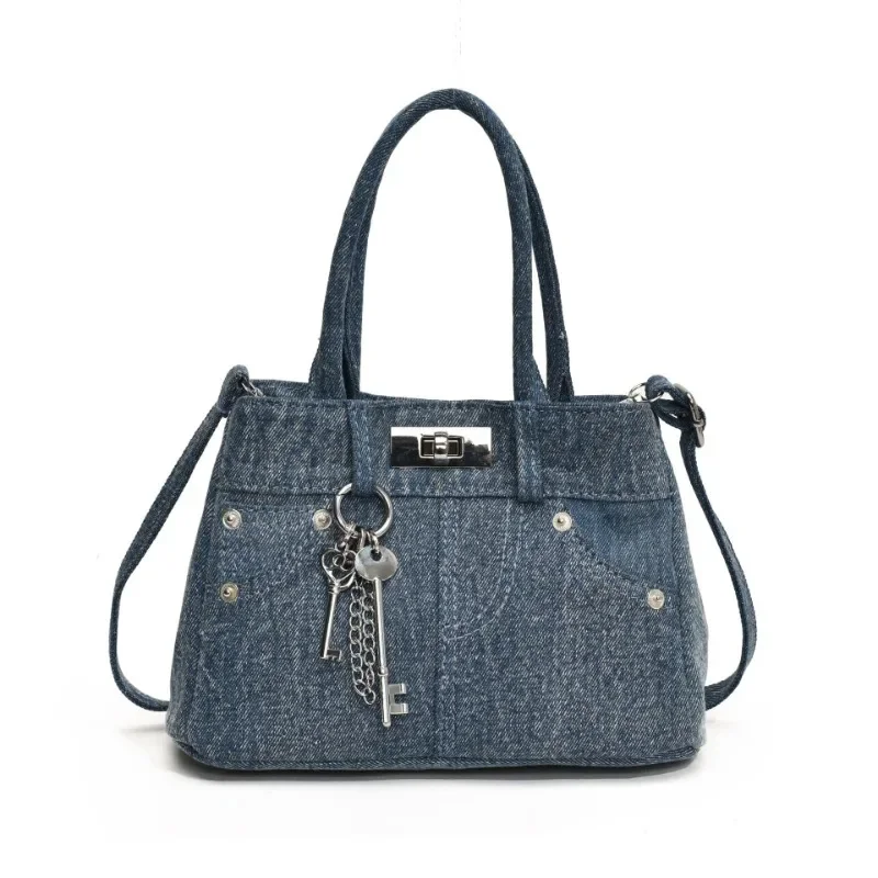 2024 New Summer Fashion Popular Portable Denim Bag Women\'s Commuter Versatile Messenger Bag French Shoulder Bag