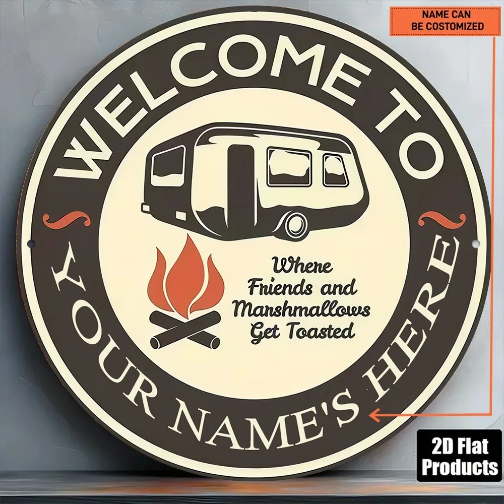 Custom Camping Aluminum Tin Sign 8x8