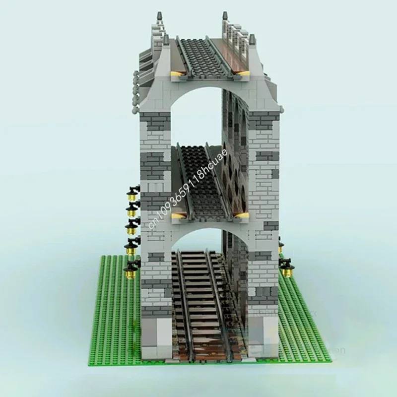 MOC Benutzerdefinierte Modulare Stadt Eisenbahn Brücke Modell Baustein Diy Kreative Montage Bildungs Ziegel Kind Urlaub geschenk