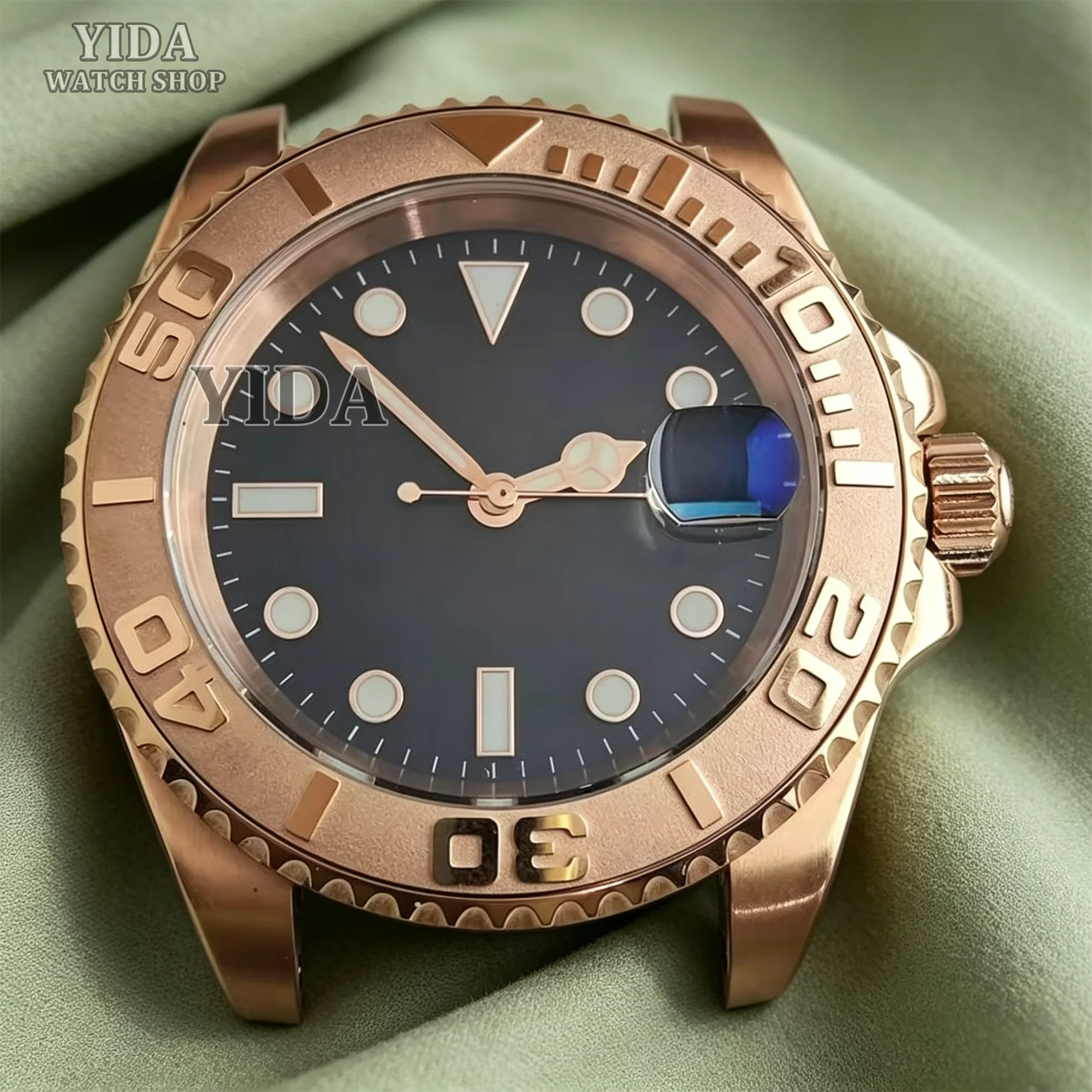 40mm NH35 Case Luminous Dial Hands Stainless Steel Sapphire Glass Case Mens Automatic Watch parts Fit Yacht-master NH36 Movement