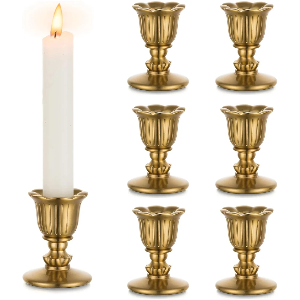 Vintage Candlestick Candle Holders Brass Taper Gold Candle Stick Victorian Style for Table Centerpiece Wedding Festive Christmas