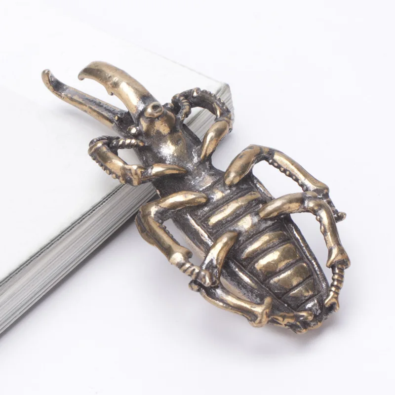 Brass Artificial Gold Beetle Ornaments Solid Bronze Home Decoration Japanese Rhinoceros Beetle Tea Ornaments Hand Pieces Crafts