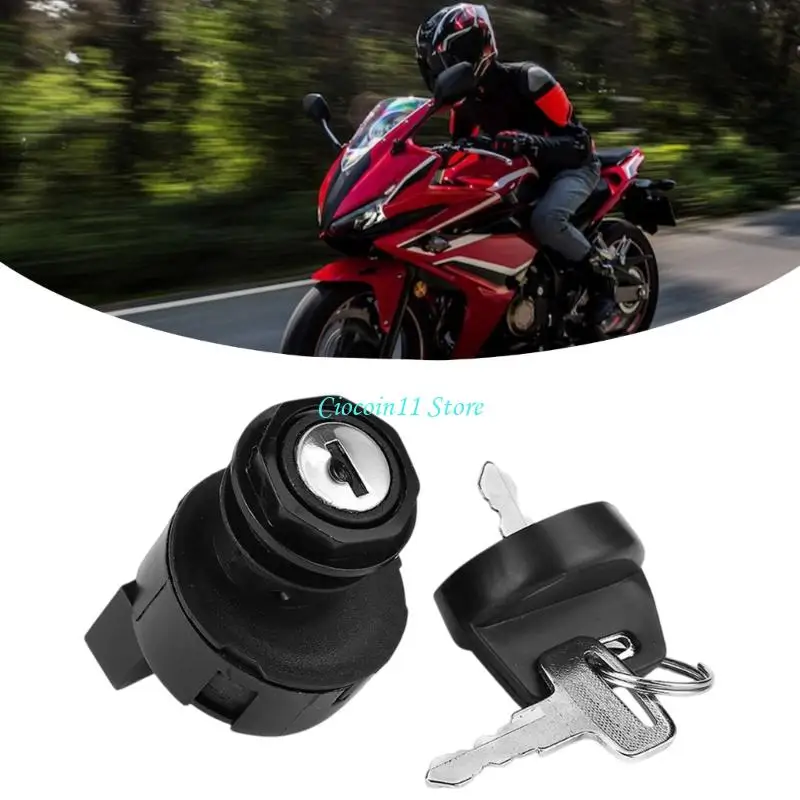 Y1UB Keyed Start Lock Assembly for Listed Vehicle Models, 6 Pin 3 Position Layout with ABS Metal Body and 2 Keys for Start