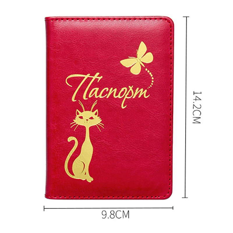 Passport Cover Thermoprint Cat Pattern Leather Passport Holder Women Travel Accessories Ticket SIM Credit Card Passport Wallet