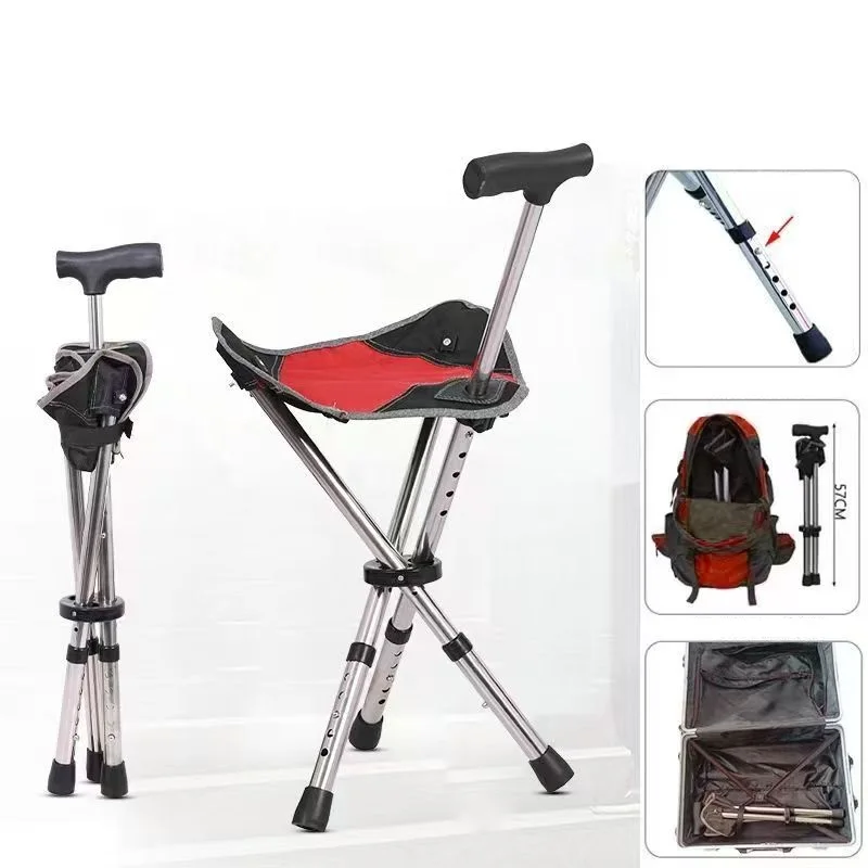 

2024 New Telescopic Walking Stick With Seat Adjustable Lightweight Folding Cane Chair for Elderly, Outdoor Hiking Camping Stool