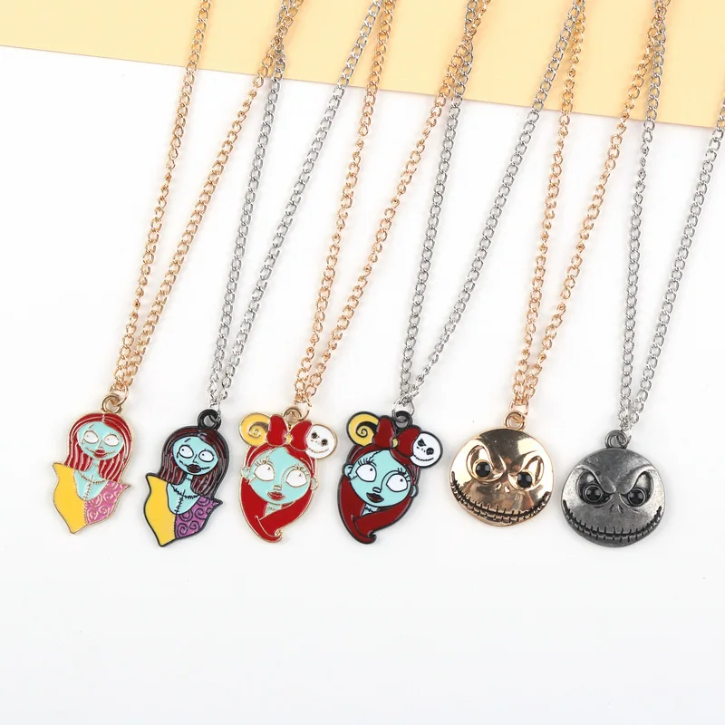 

Disney The Nightmare Before Christmas Jack Lisa Necklace Cartoon Cute Pendant Necklace Christmas Decoration Gifts Kids Anime