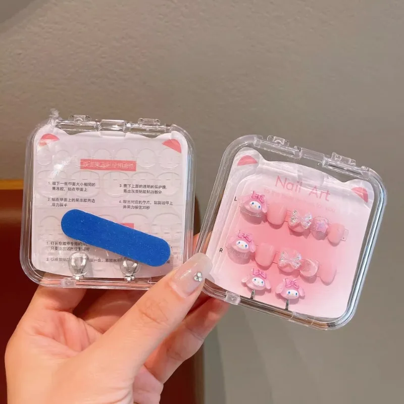 Sanrio детский набор серег с нашивками для ногтей Kawaii Hello Kitty My Melody Kuromi Cinnamoroll аниме фигурка наклейки для ногтей подарки для девочки
