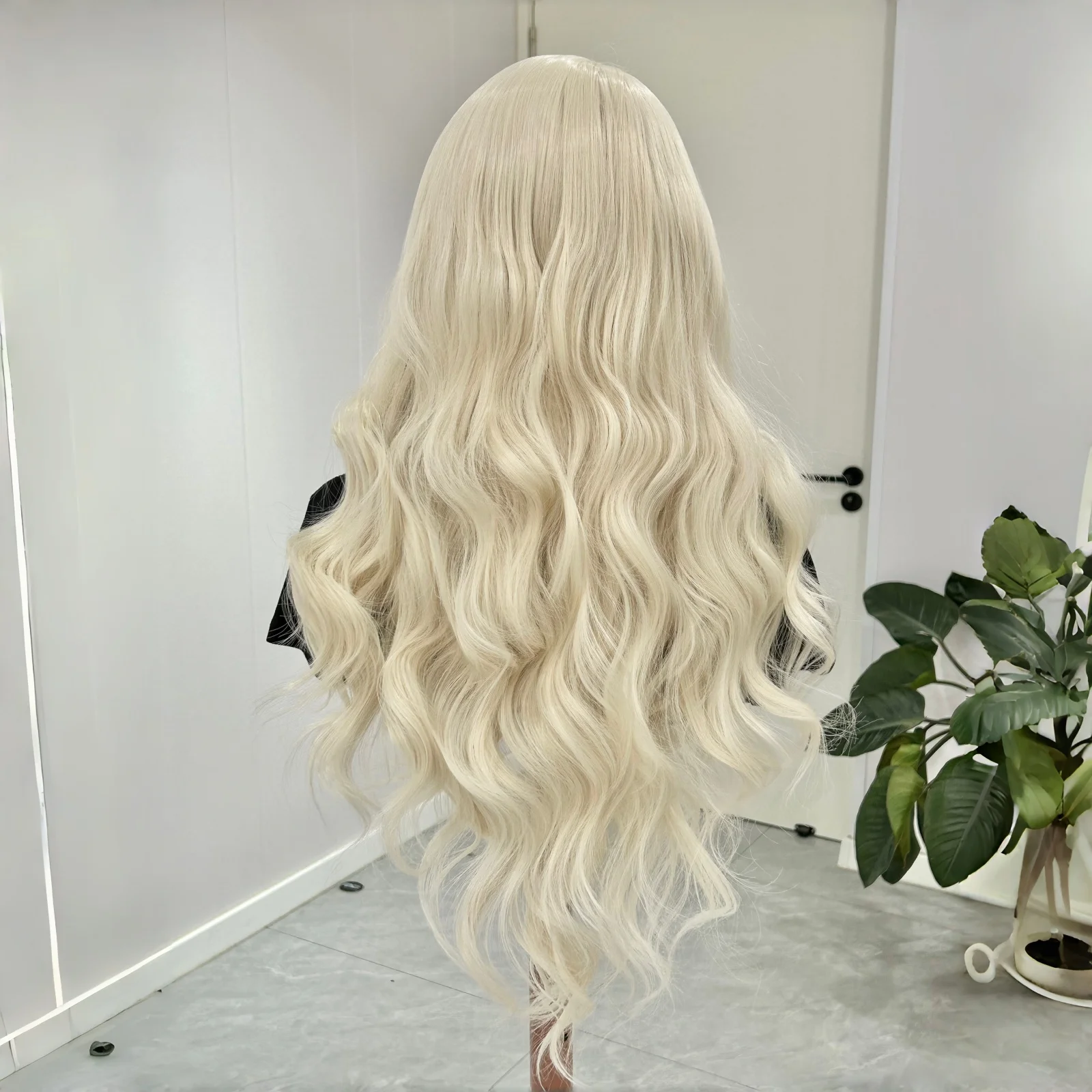 طويل البلاتين شقراء مجعد متموج 13x4 الجسم موجة الدانتيل الجبهة الباروكات للنساء جزء مجاني الاصطناعية 60 الأبيض شقراء غلويليس الاستخدام اليومي #5