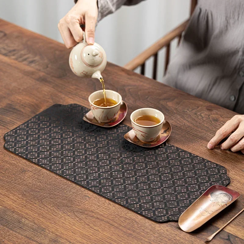 

Brocade Tea Table Waterproof Small Teapot Cushion Dry Brew Tea Table Hand Painted linen fabric Zen Fabric