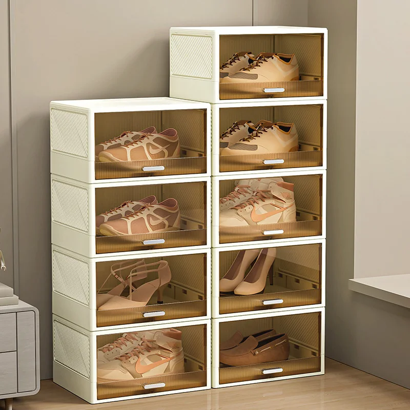 Foldable Shoes Case Thickened Transparent Shoe Rack Plastic Shoe Boxes Stackable Box Shoe Organizer Shoe Cabinet Storage Box