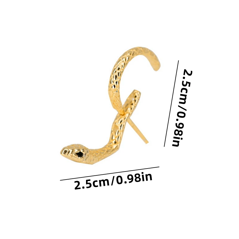 Kleine schlangen förmige Wickel ohrringe für Frauen Männer Goldfarbe Vintage Punk Tier Metall Ohrring coole HipHop Party Schmuck Geschenke – Detail 5