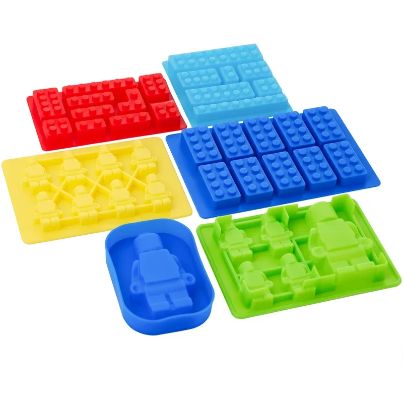 Robot Ice Cube Tray Silicone Mold Candy Moulds Chocolate  For Kids Party and Baking Minifigure Building Block  Themes