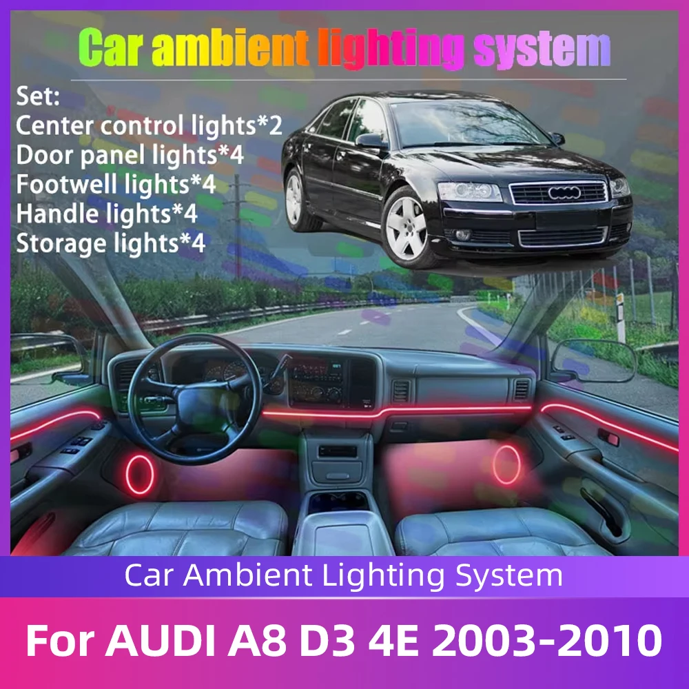 

Комплект атмосферной подсветки салона автомобиля 2/18 в 1, RGB, для Audi A8 D3 4E 2003-2010 годов выпуска
