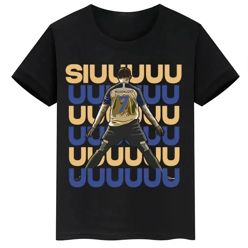 Summer Short Sleeve Cotton Children T-shirt Brand Football Star Printed Casual Fashion Sportswear Boys Girl Tee Tops Kid Clothes