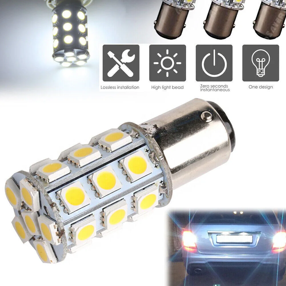 Запчасти LED Белый 27-SMD BA15D 6000K Белый 1004 1076 1142 Лодка DC 9V-DC14V Внутренние фары Замена лампочек Полезные
