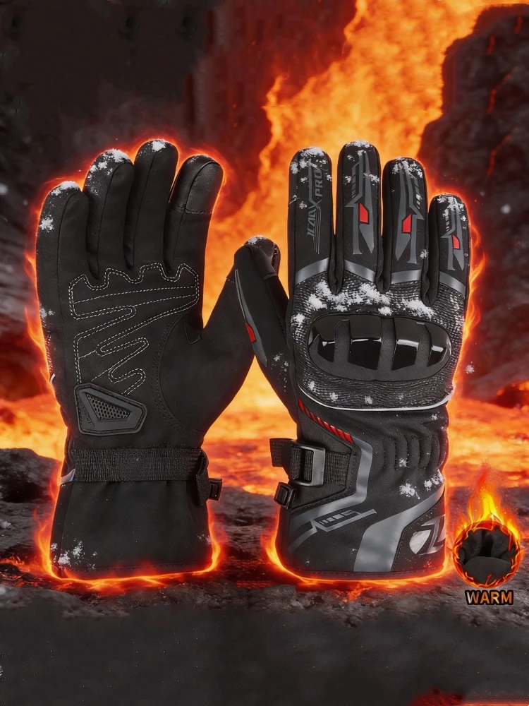 AliExpress JCAA Waterproof Winter Motorcycle Gloves Men Women Touch Screen PVC Protective Motorbike Cycling Gloves Cold Weather Riding Gear