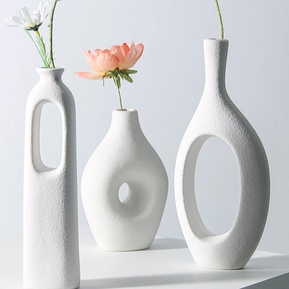 

1Pcs Premium Ceramic Vase Sturdy Design Home Vase Office Flower Container Decorative Craft Ornament Balcony Table