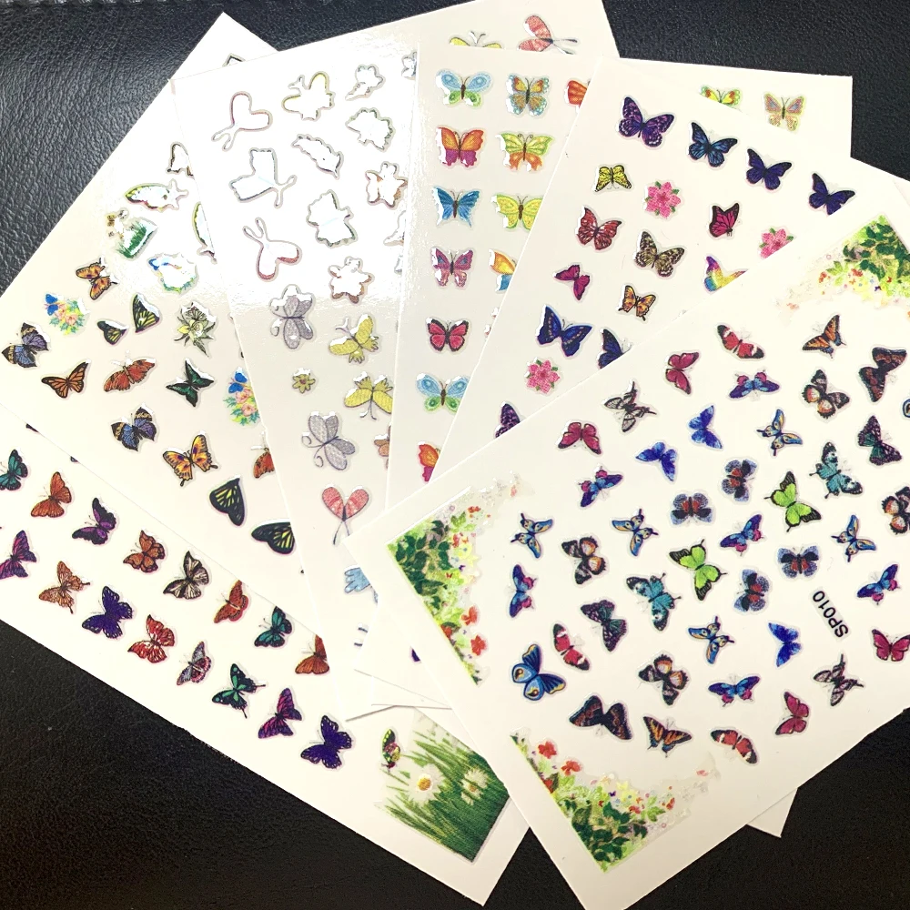 

16Pcs Nail Art Stickers Butterfly Flower Elements Design Vividly 3D Adhesive Manicure Slider Ongle Decor Nails Tips Decal 7*9CM