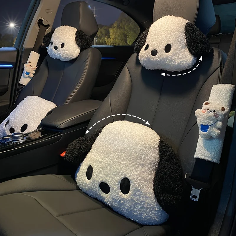 Reposacabezas de coche de dibujos animados, almohada para el cuello, bonito perro de peluche, cómodo reposacabezas de coche, reposacabezas General para las cuatro estaciones, 1 ud.