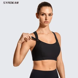 Frauen Sport-Bh Vorne Einstellbar Hohe Auswirkungen Unterstützung Leicht Padded Drahtlose Racerback Workout Laufen