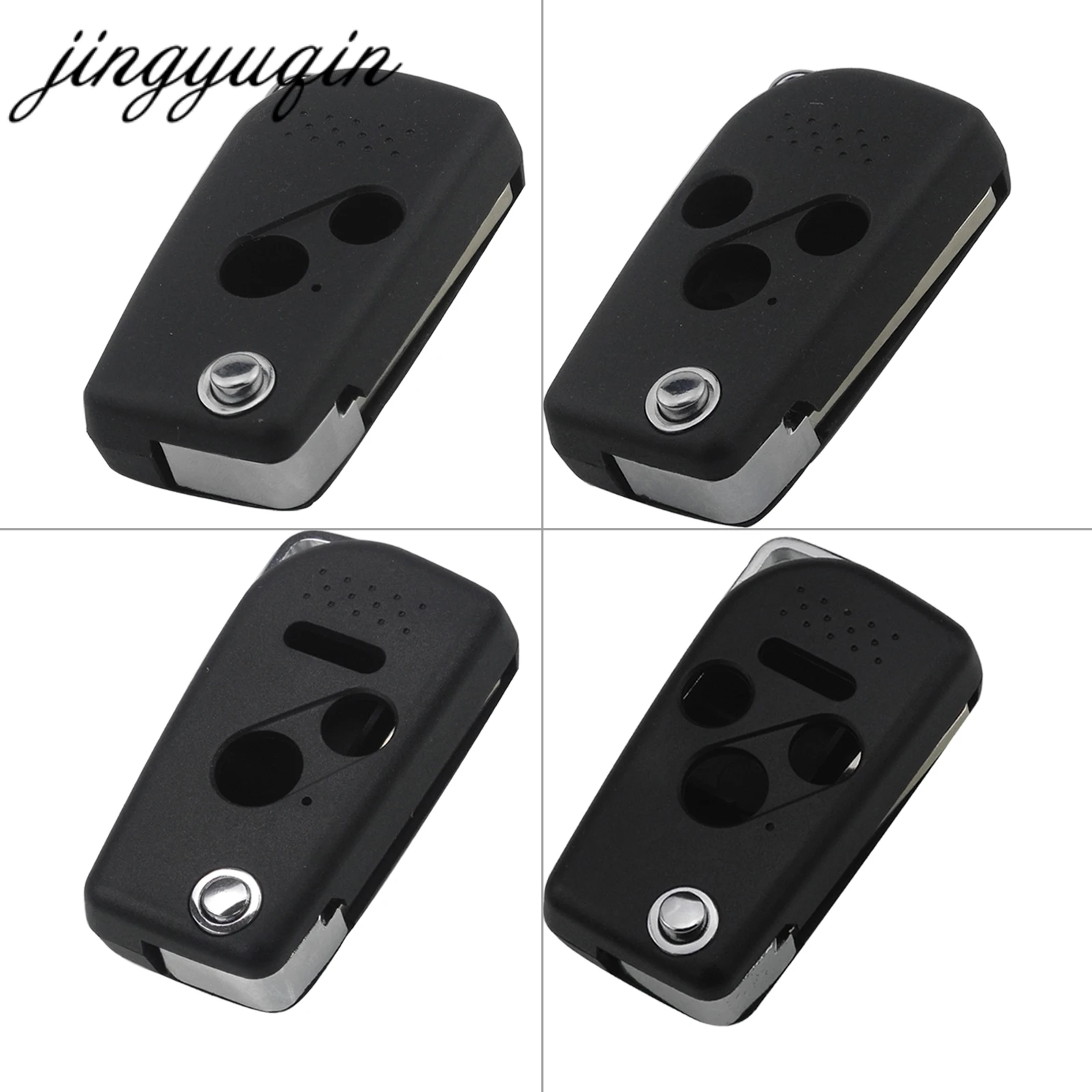 

jingyuqin 10pcs/lot Modified 2/3/4 Buttons Remote Black Flip Key Shell For Honda CIVIC CRV JAZZ ACCORD ODYSSEY