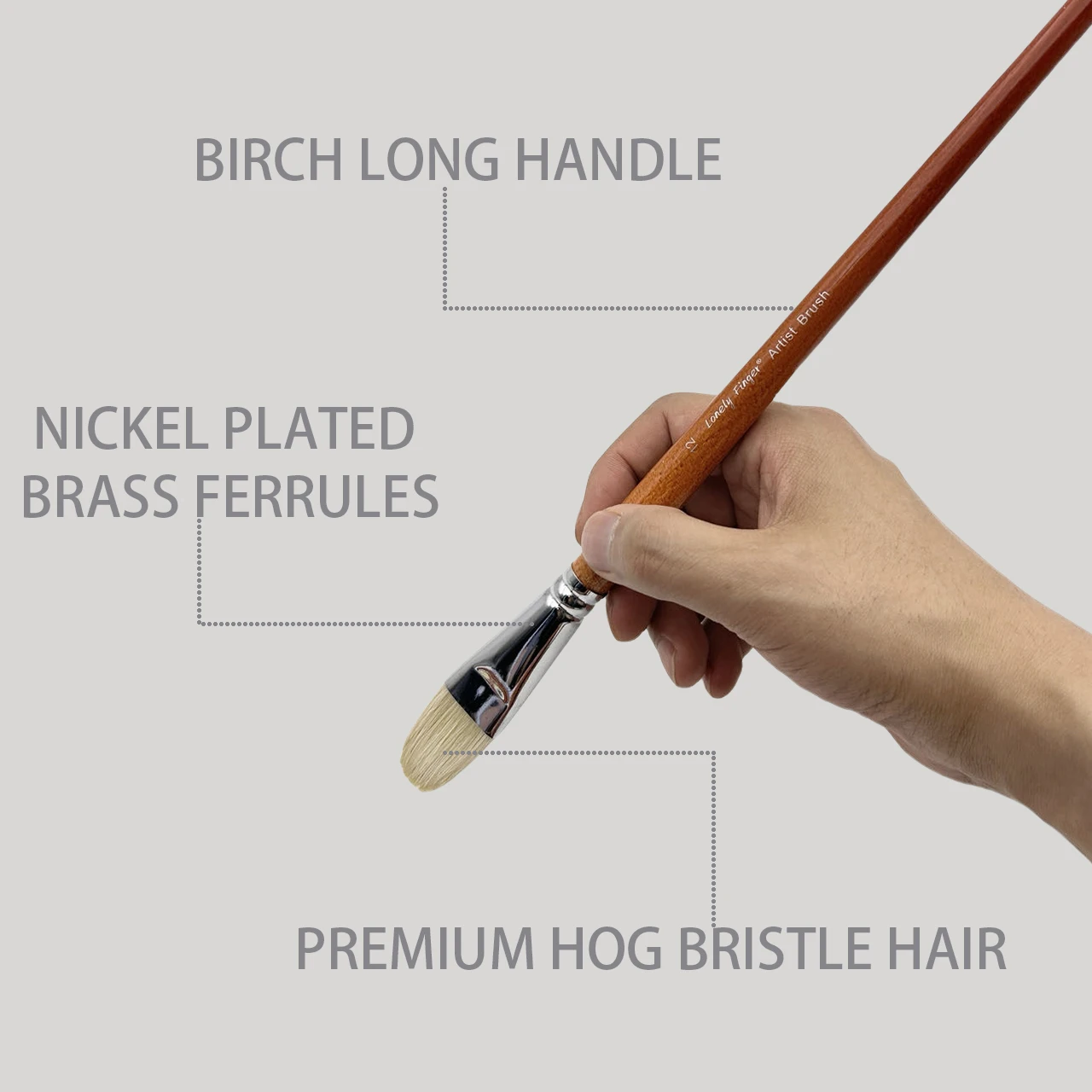 Professional Hog Bristle Filbert Oil Paint Brushes Set, 7pcs Long Wooden Handle Natural Chungking Hog for Oil Acrylic Painting image 3