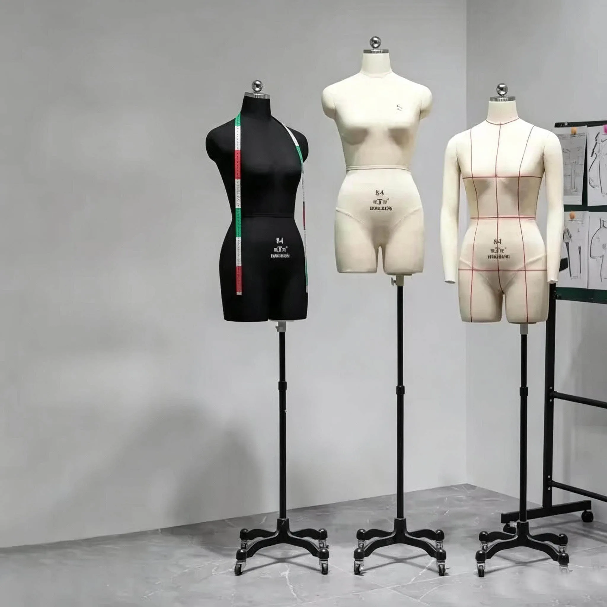 Fashion Design Collapsible Mannequin Dress Form Adjustable Display Stand with Stabilizing Bracket Brake for Tailors Perfect for