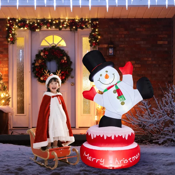 4.8FT 旋转电机雪人 3颗LED  210D涤纶 圣诞充气装饰 12V 12V,1500mA 美规-20