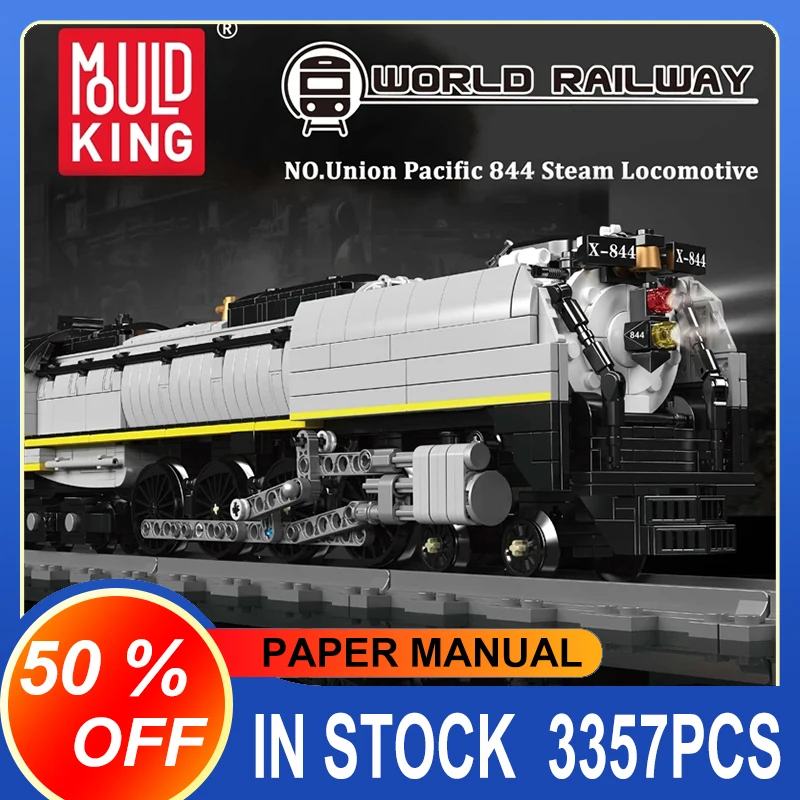 

Mould King 12031 Technical Car Building Block Remote Control Union Pacific 844 Steam Locomotive Model Assembly Train Brick Toys