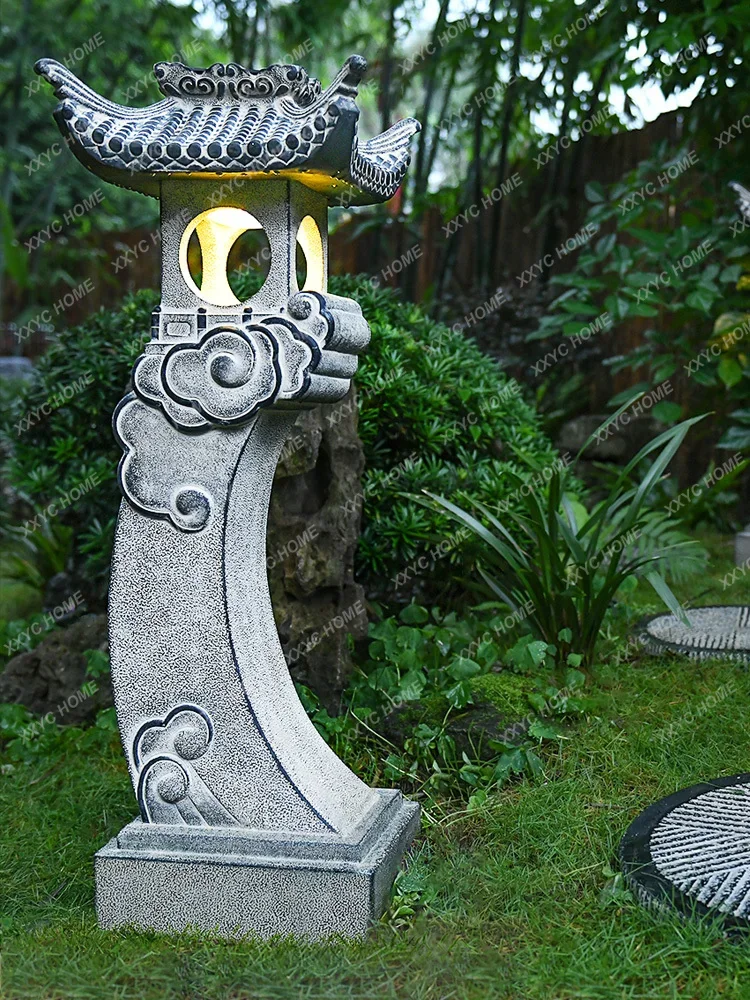 Courtyard Layout Landscape Floor Lamp Imitating Stone Tower Lamp Solar Outdoor Light Antique Imitation Chinese Style Small