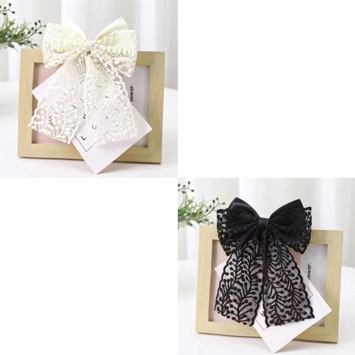 New Fashion Women Girls Black Hairpins Hair Rope Lace Flower Bow Ribbon Hair Clip Hair Ornament  Barrettes Hair Accessories