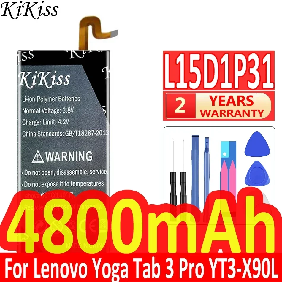 

KiKiss Battery for Lenovo Yoga Tab 3 Pro 3Pro YT3-X90L YT3-X90F YT3-X90X X90 Tab3 Pro Tab3Pro 4800mAh L15D1P31